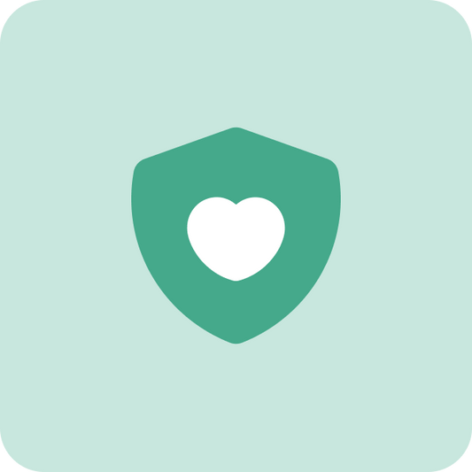 CradlewiseProtect logo featuring a white heart inside a green shield, representing the 2-year extended protection plan for the Cradlewise Smart Crib.